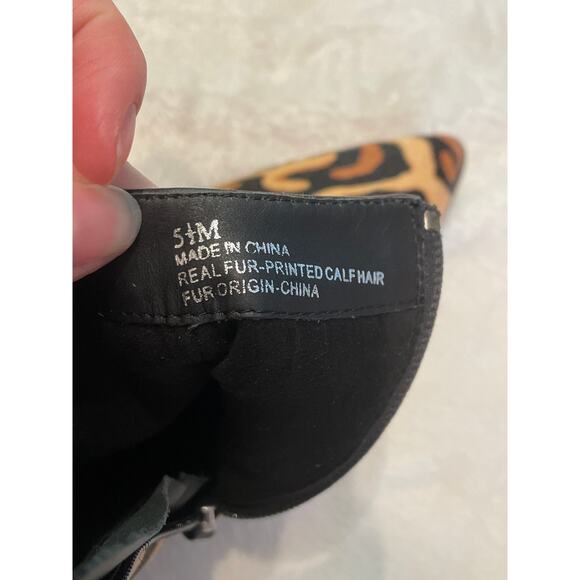 LINEA PAOLO Sevilla II Genuine Calf Hair Leopard Boots Block Heel Pointed 5.5 - Picture 10 of 10